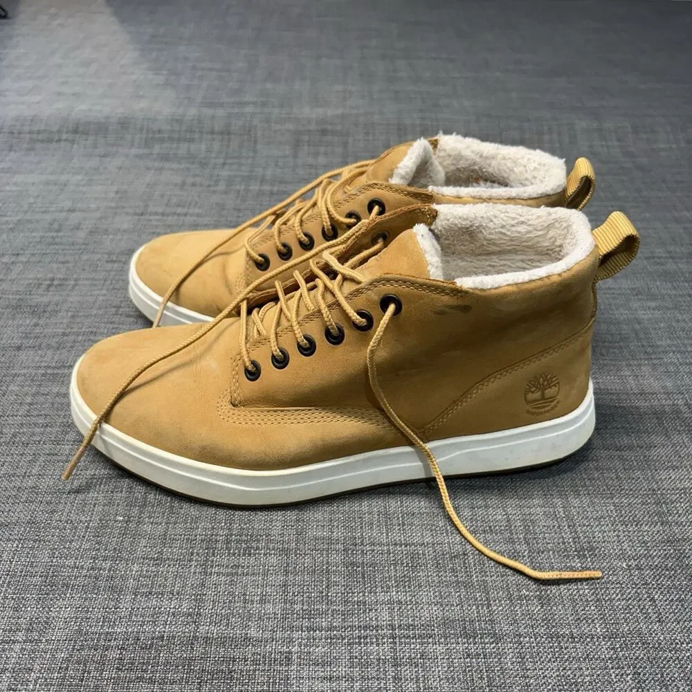 Mens Timberland DAVIS SQUARE Warm Fur Lined Chukka Sz 7.5 A2G6G Wheat Nubuck